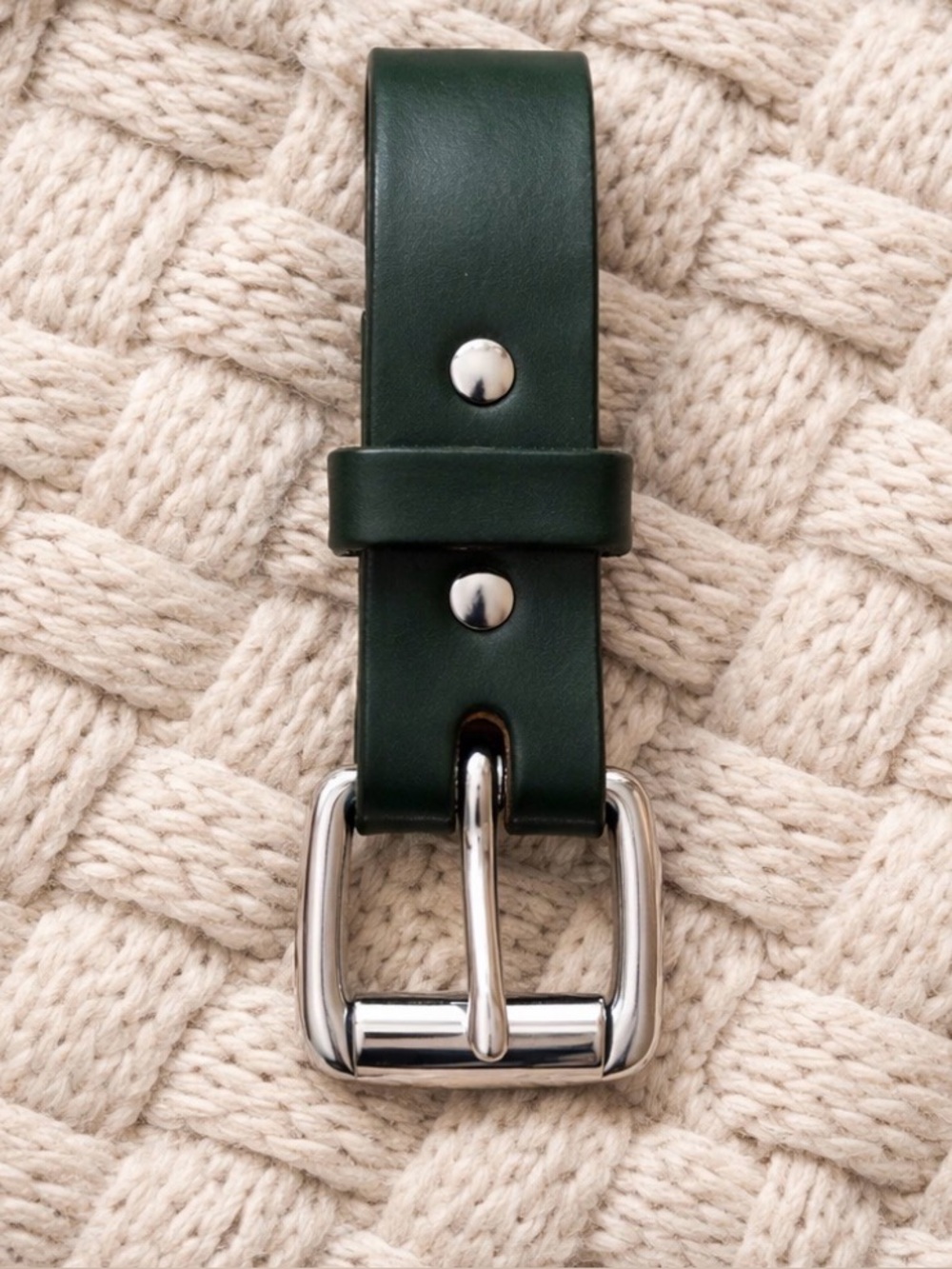 Filson Black Leather Belt with Silver Buckle - Picture 3 of 6